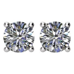 Diamond Stud Earrings 14k White Gold