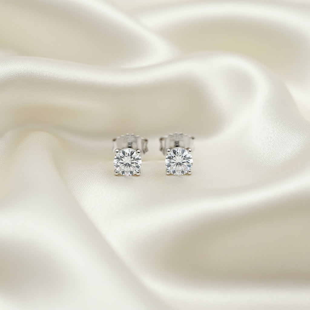 Diamond Stud Earrings 14k White Gold