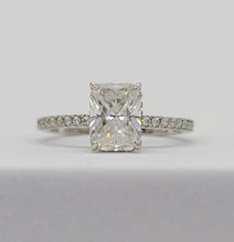 Load image into Gallery viewer, Sterling Silver Radiant Cut Moissanite Hidden Halo Engagement Ring
