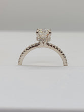 Load image into Gallery viewer, Sterling Silver Cushion Moissanite Engagement Ring with Hidden Halo
