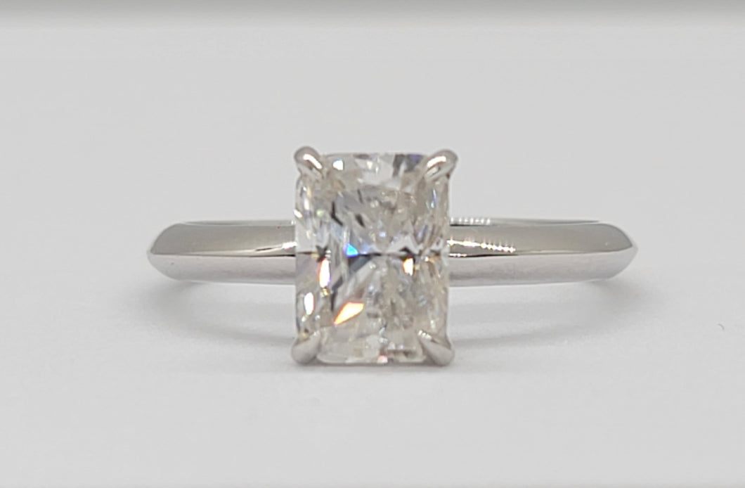 Sterling Silver Radiant Moissanite Engagement Ring