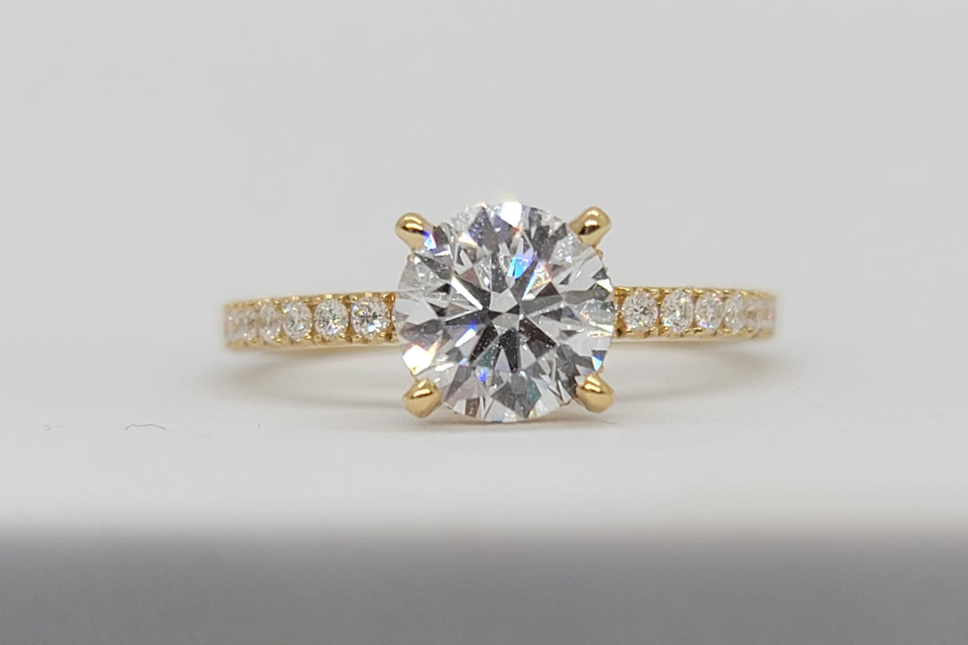 Lab Grown Diamond Engagement Ring with Hidden Halo