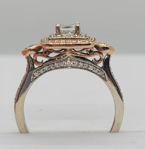 Rose Gold Accented Princess Engagement Ring