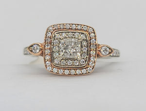 Rose Gold Accented Princess Engagement Ring