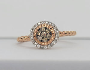 Rose Gold 1/5  CT Natural Brown Diamond Ring