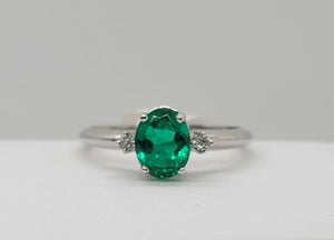 14KW Emerald and Diamond Ring