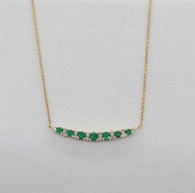 Load image into Gallery viewer, 14KY Emerald and Diamond Curved Bar Necklace
