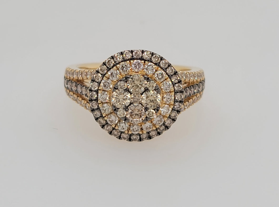 14k Yellow Gold Chocolate and White Diamond Ring