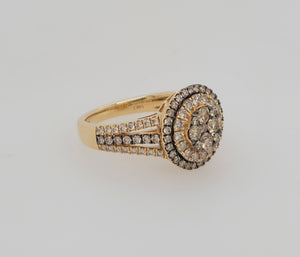 14k Yellow Gold Chocolate and White Diamond Ring