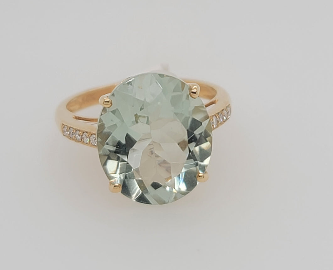 Estate Effy Green Amethyst and Diamond Ring