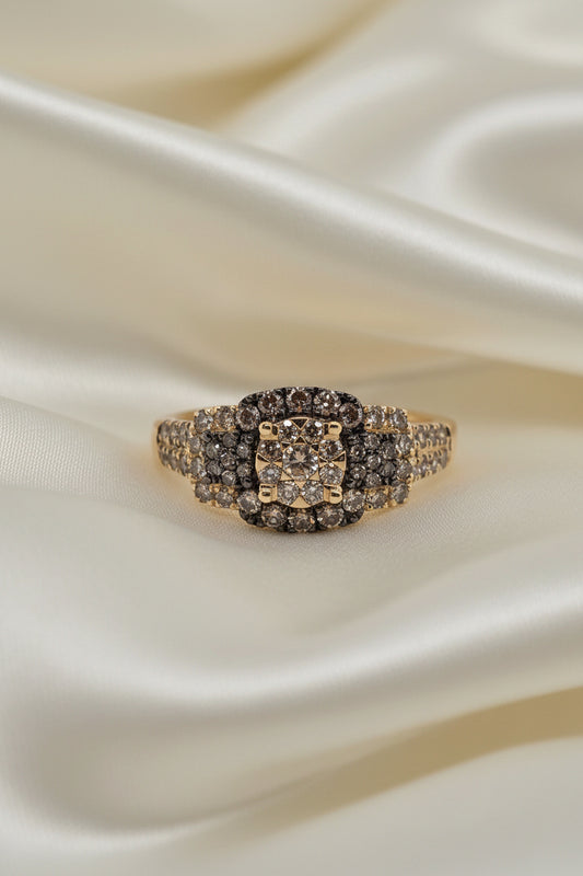 Estate Le Vian Chocolate and White Diamond Past Present Future Cluster Ring