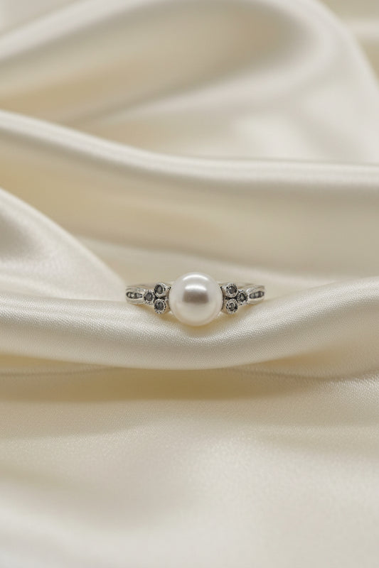 Estate Pearl and Diamond Ring