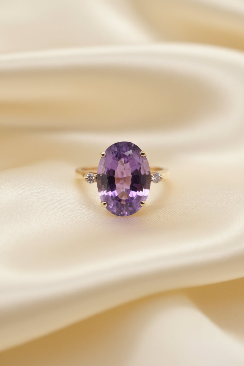 Estate Amethyst and Diamond Ring