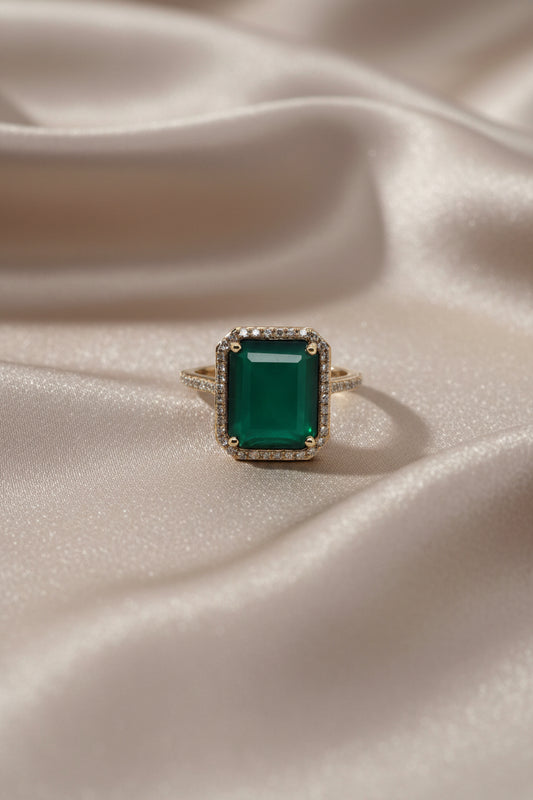 Estate Effy Green Onyx and Diamond Ring
