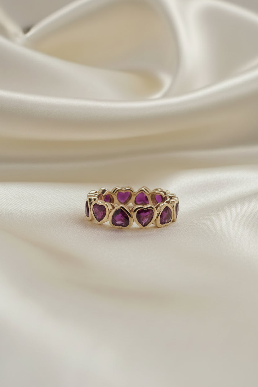 Estate Eternity Heart Ruby Ring