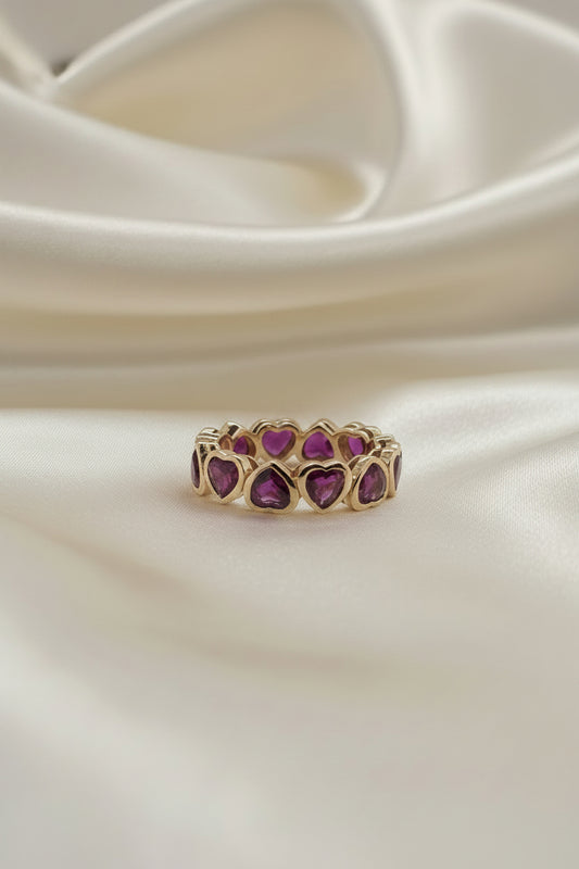 Estate Eternity Heart Ruby Ring
