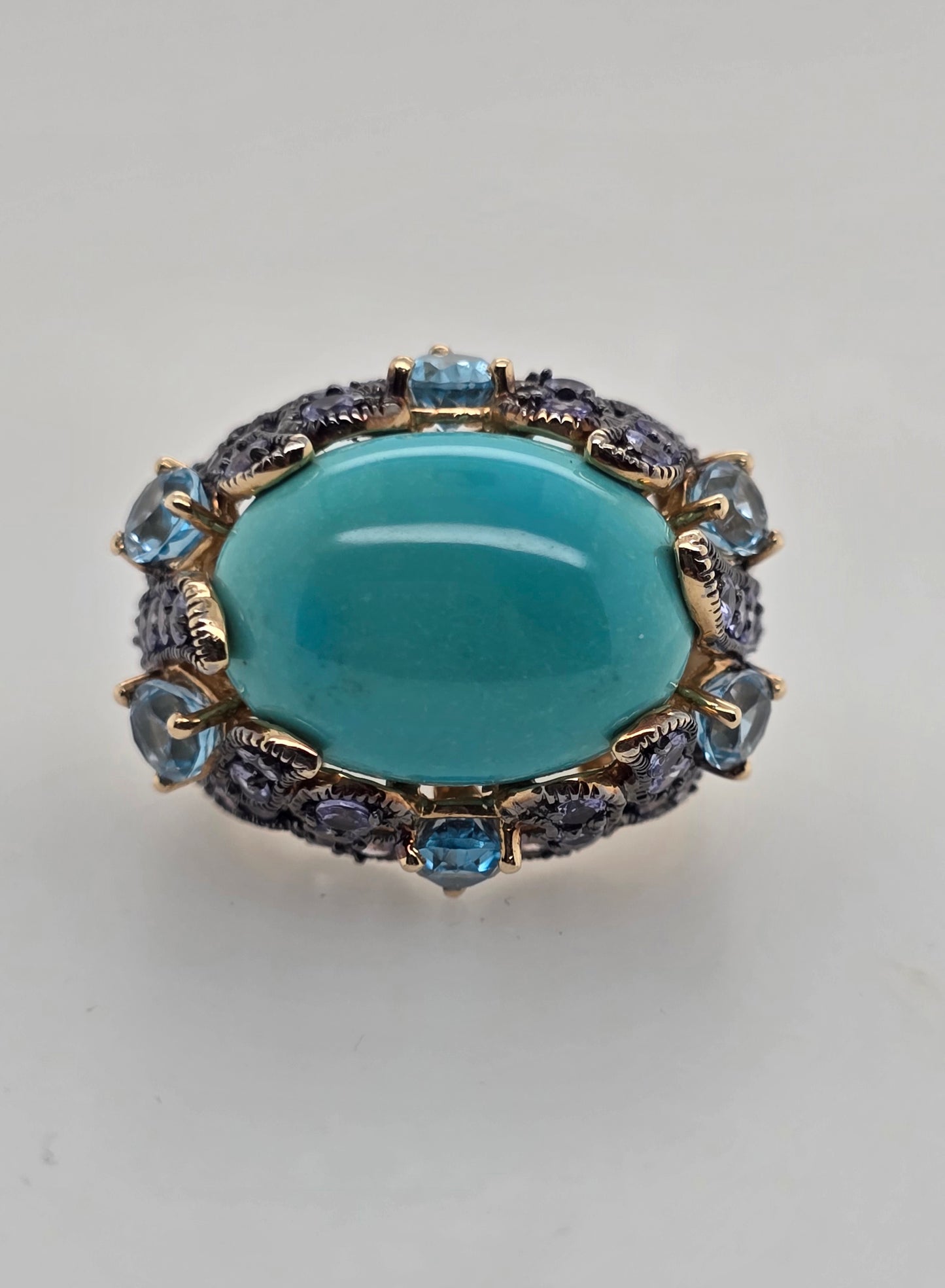 Estate Le Vian Turquoise Tanzanite and Blue Topaz Statement Ring