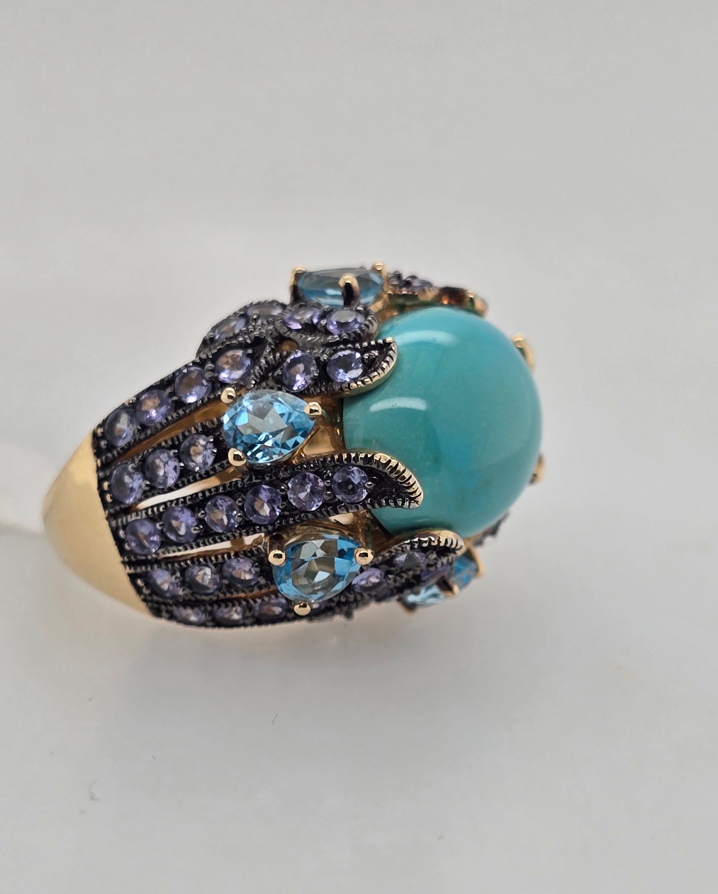 Estate Le Vian Turquoise Tanzanite and Blue Topaz Statement Ring