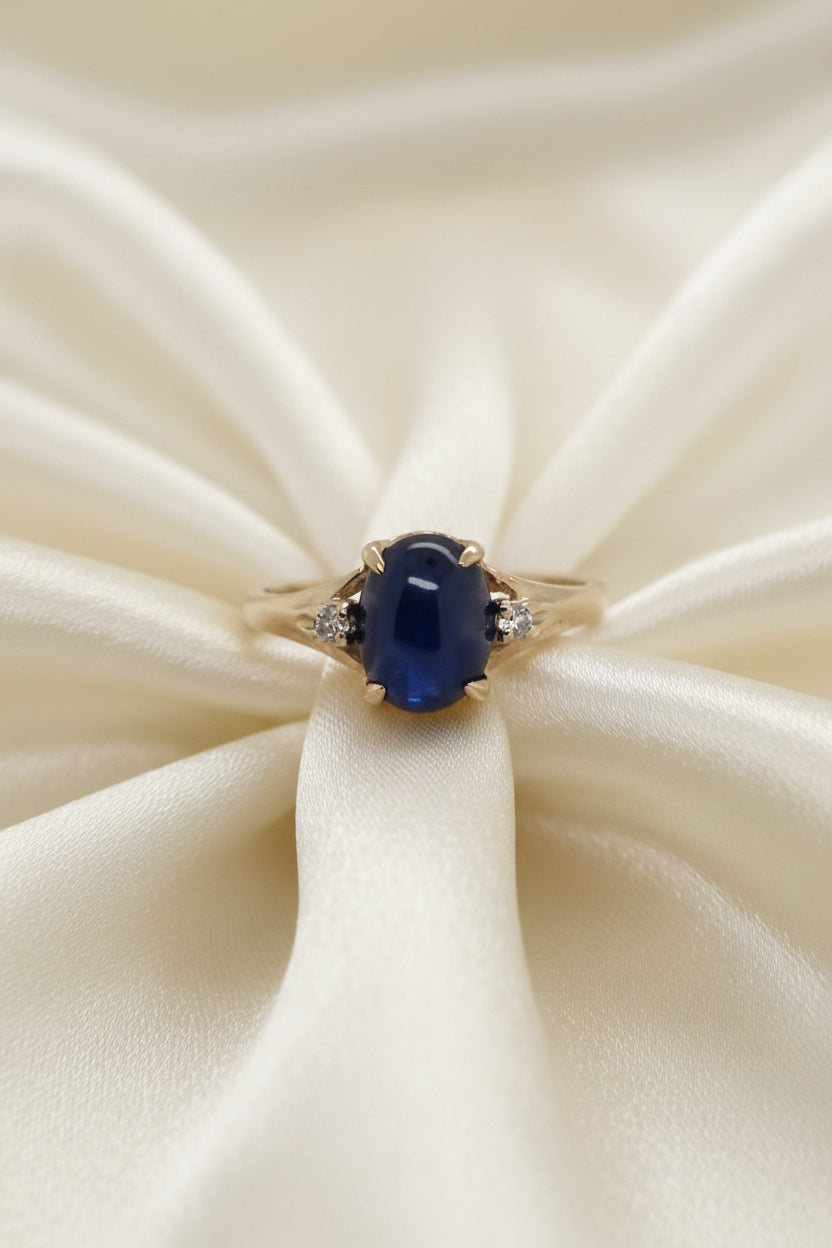 Estate Blue Star Sapphire with Diamond Accent Ring