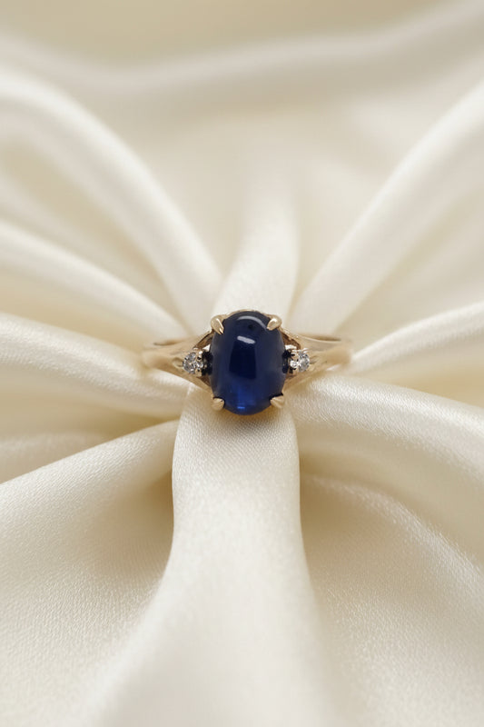 Estate Blue Star Sapphire with Diamond Accent Ring