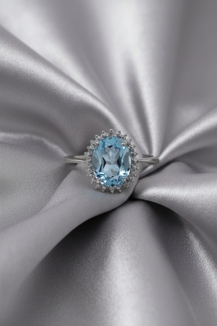 Estate Swiss Blue Topaz Ring