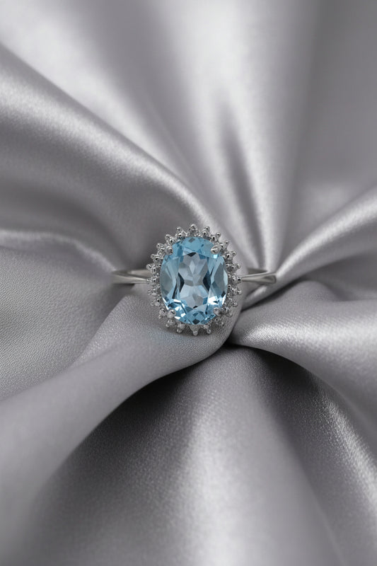 Estate Swiss Blue Topaz Ring