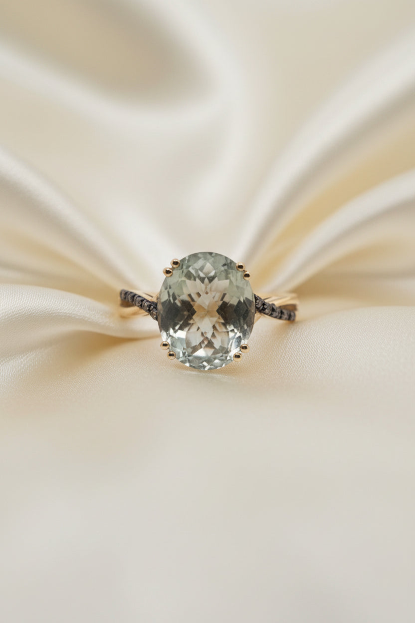 Estate Le Vian Green Amethyst and Chocolate Diamond Ring