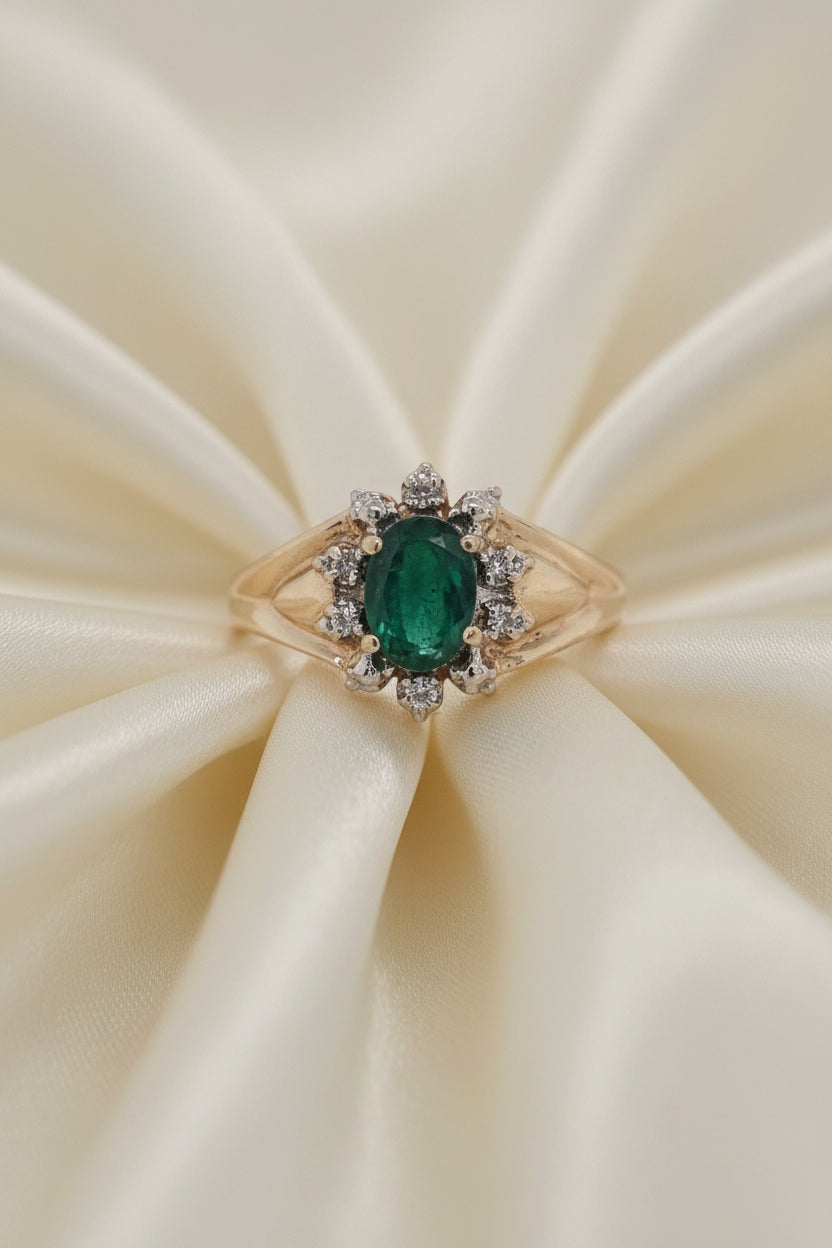 Estate Emerald and Diamond Ring
