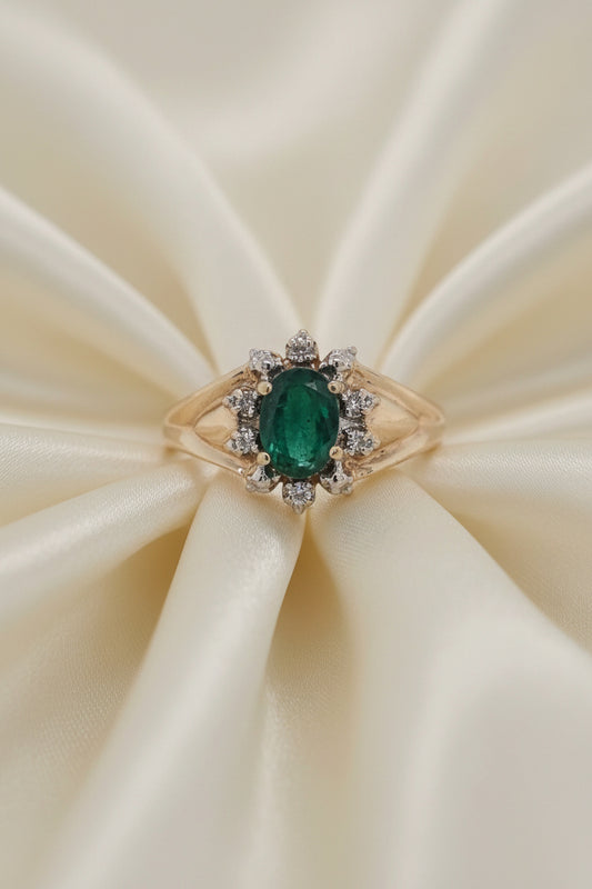 Estate Emerald and Diamond Ring