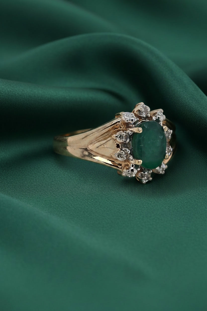 Estate Emerald and Diamond Ring