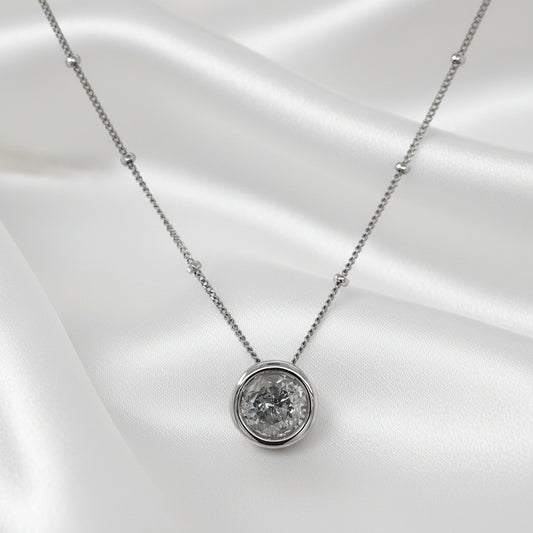 Estate Diamond Bezel Pendant with Satellite Chain