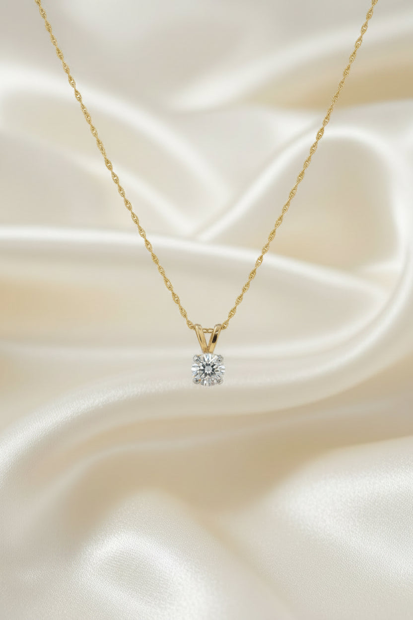 Estate Diamond Solitaire Necklace