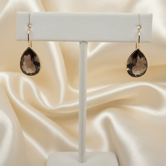Estate Smoky Topaz Bezel Set Earrings