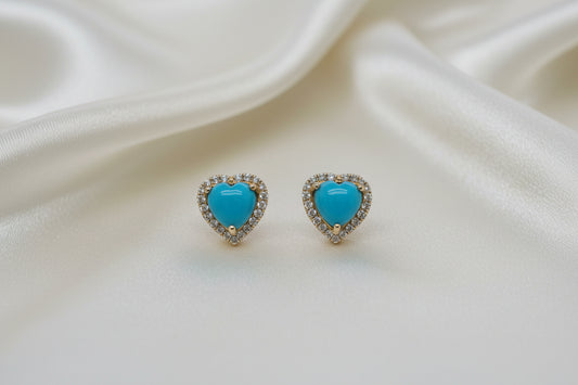 Estate Effy Heart Turquoise and Diamond Earrings