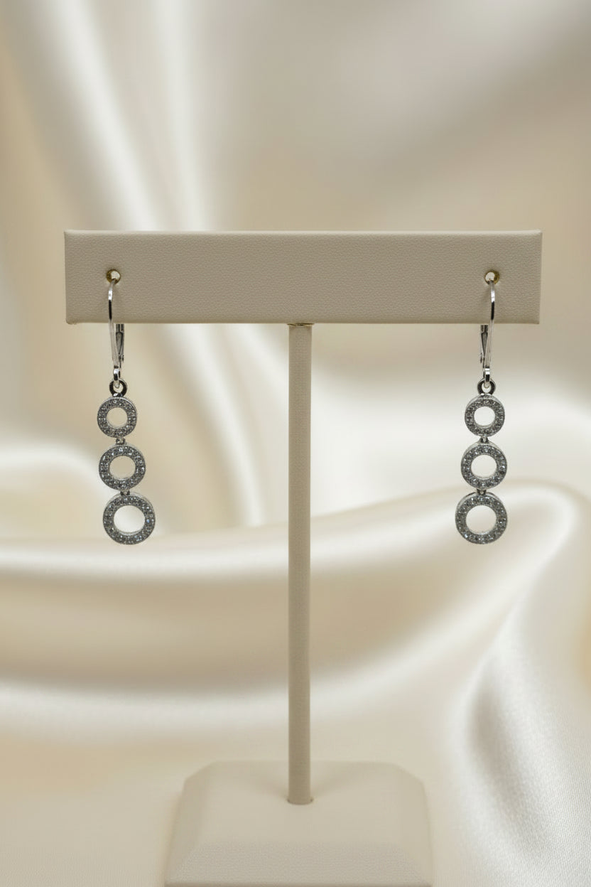 Estate Diamond Circle Dangle Earrings