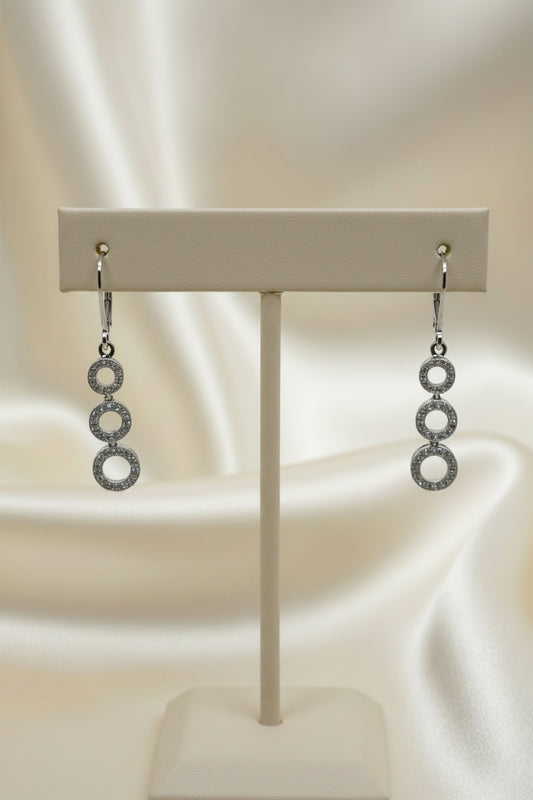 Estate Diamond Circle Dangle Earrings