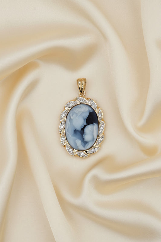 Estate Cameo and Diamond Pendant