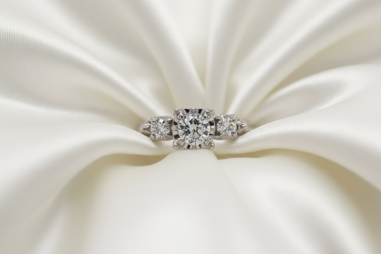 Estate 3 Stone Illusion Set Ring