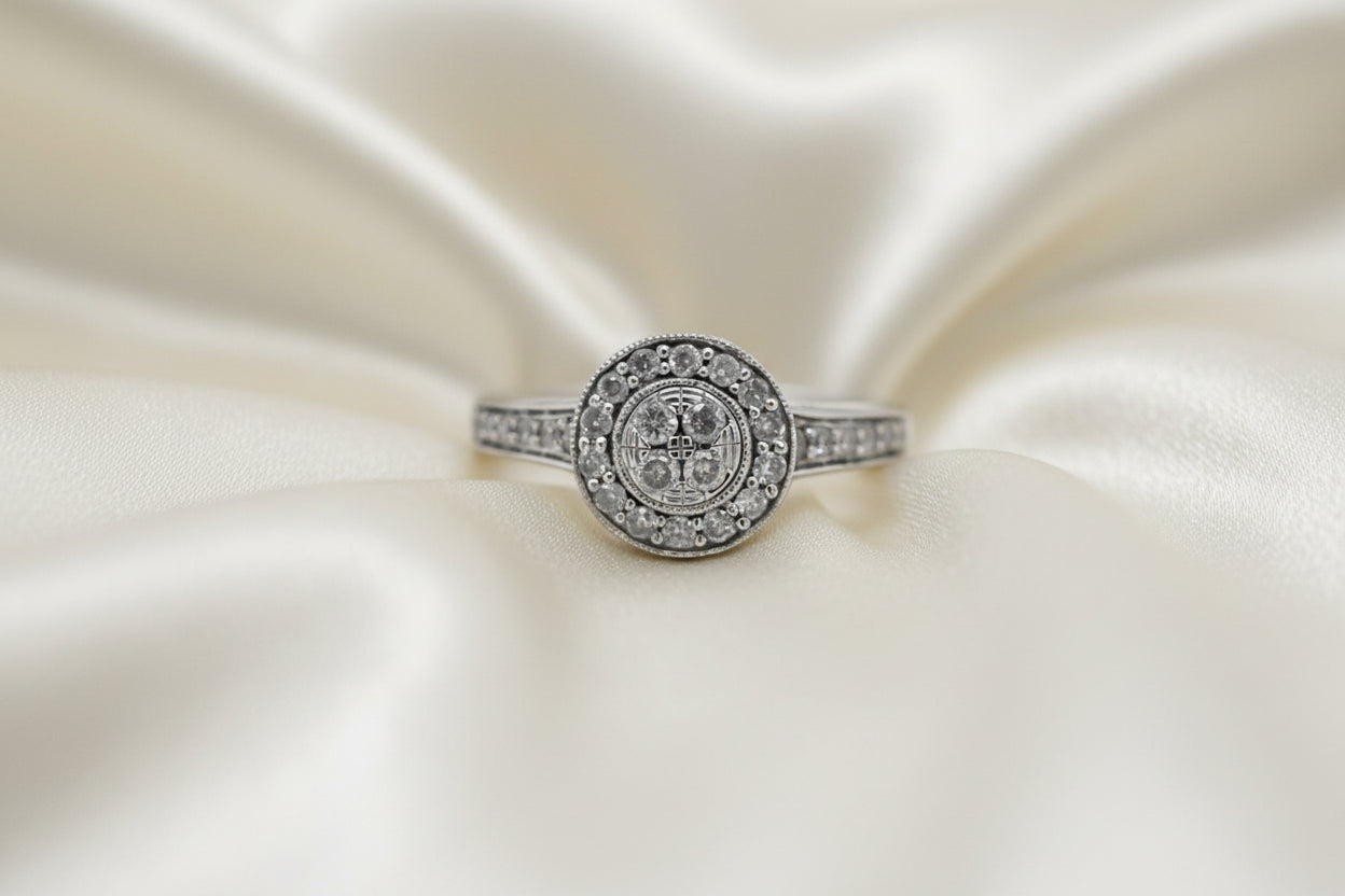 Estate Diamond Cluster Engagement Ring