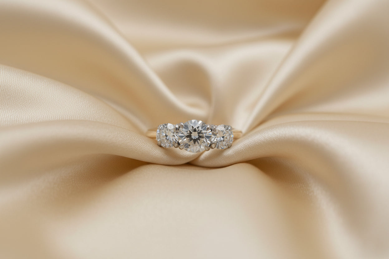 Estate Past Present Future Diamond Ring