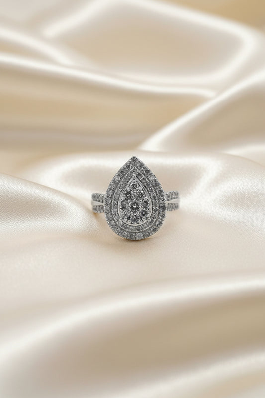 Estate Pear Shaped Diamond Cluster Engagement Ring