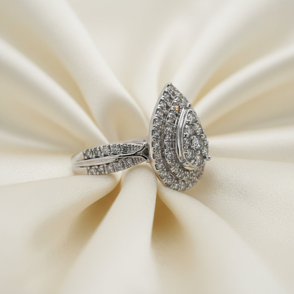 Estate Pear Shaped Diamond Cluster Engagement Ring
