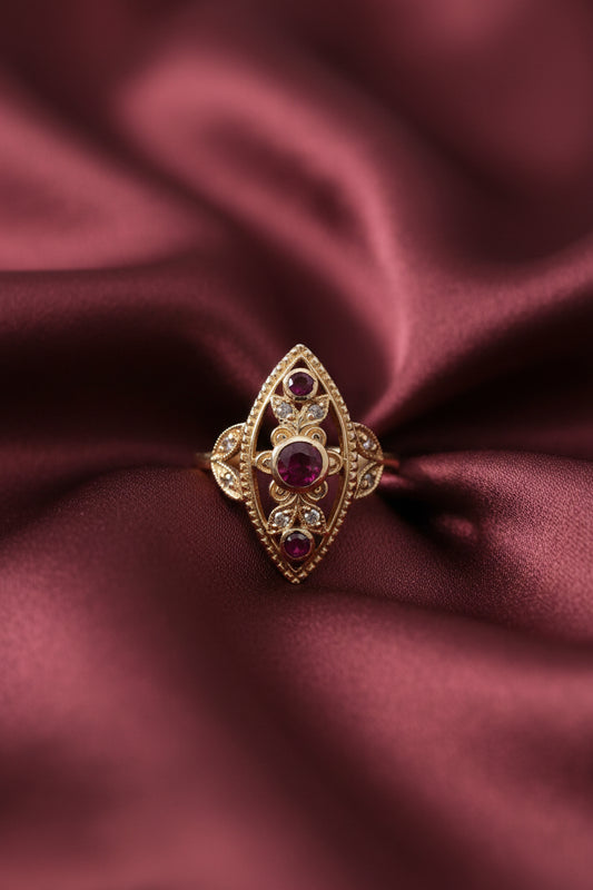 Ruby and Diamond Vintage Style Ring