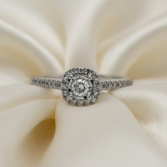 Estate Diamond Halo Style Promise Ring