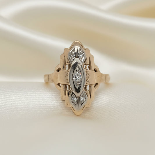 Estate Elongated Diamond Vintage Ring