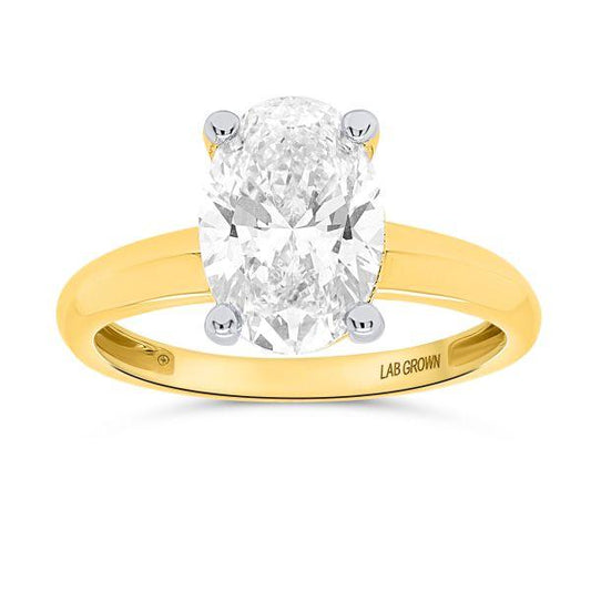3 CT Oval Lab Grown Diamond Solitaire Engagement Ring