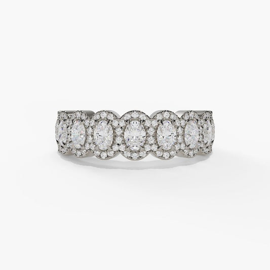 9 Diamond Oval Halo Anniversary Band