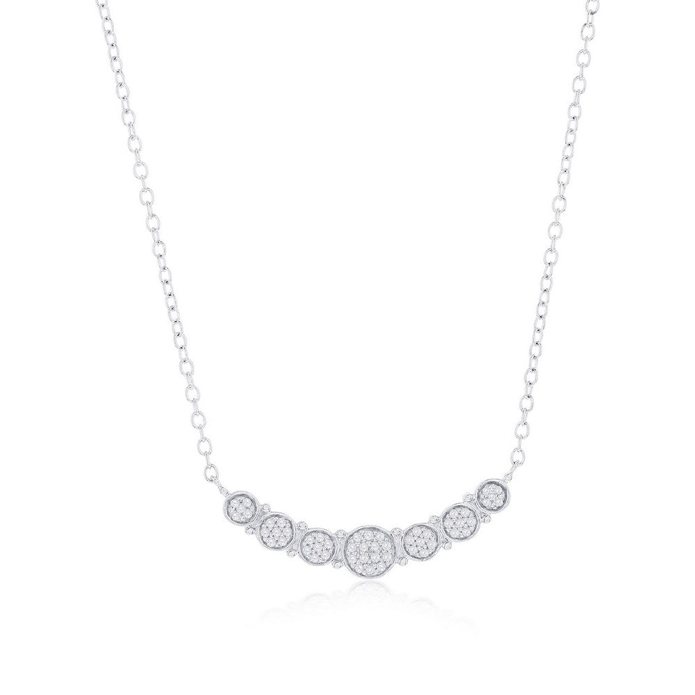 Sterling Silver Round Curved Bar Diamond Necklace