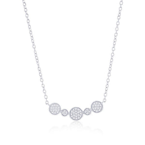 Sterling Silver Alternating Round Diamond Bar Necklace