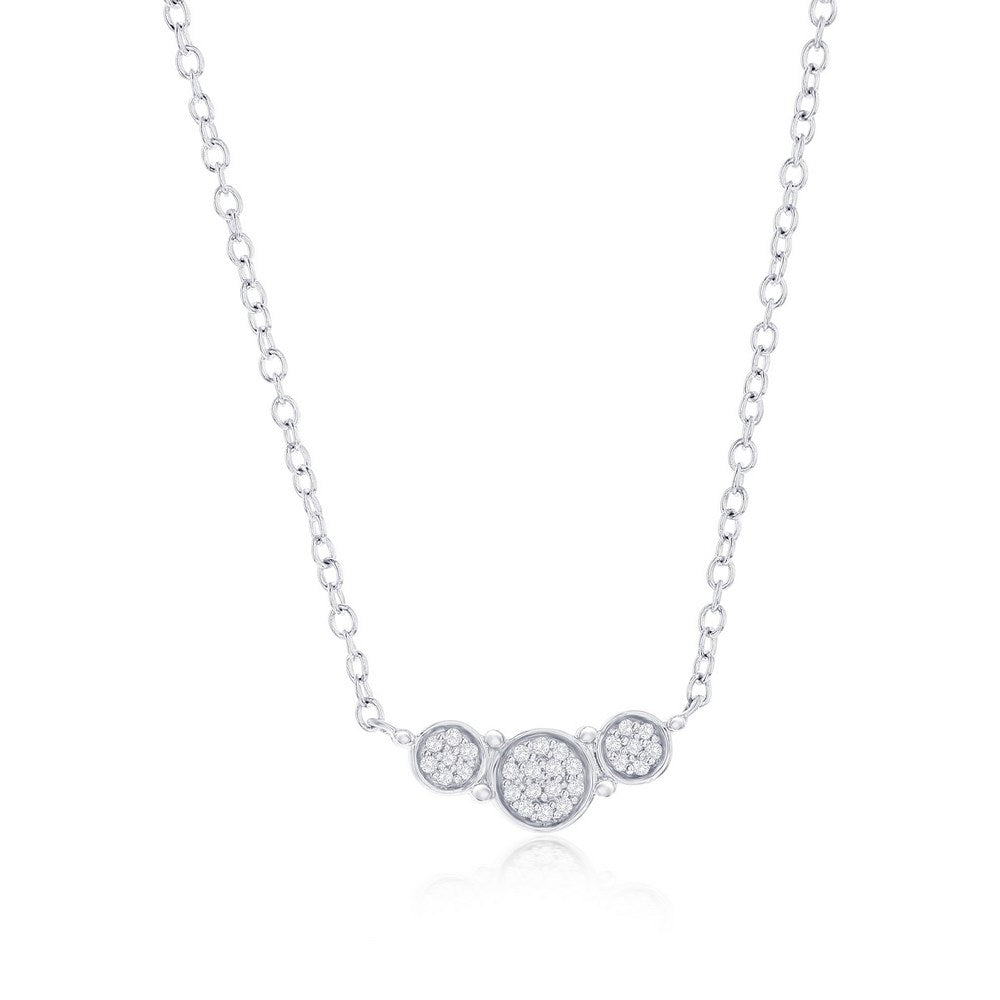 Sterling Silver Triple Round Diamond Necklace